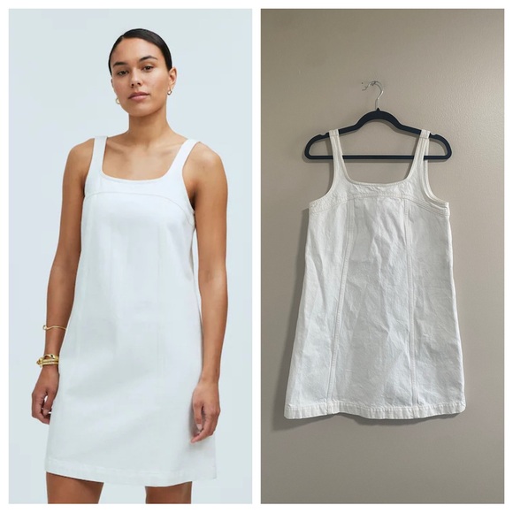 Madewell Dresses & Skirts - Madewell White Denim A-Line Sleeveless Mini Dress Size 4